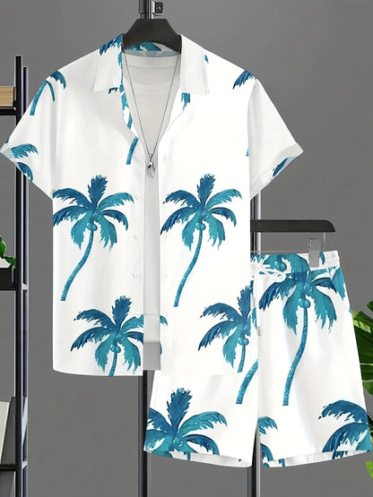 2025 New Summer Casual Men's Shirt And Beach Shorts Set 3D Printed Short-sleeved Outdoor Streetwear Shorts Camisas De Hombre Good Vibrations