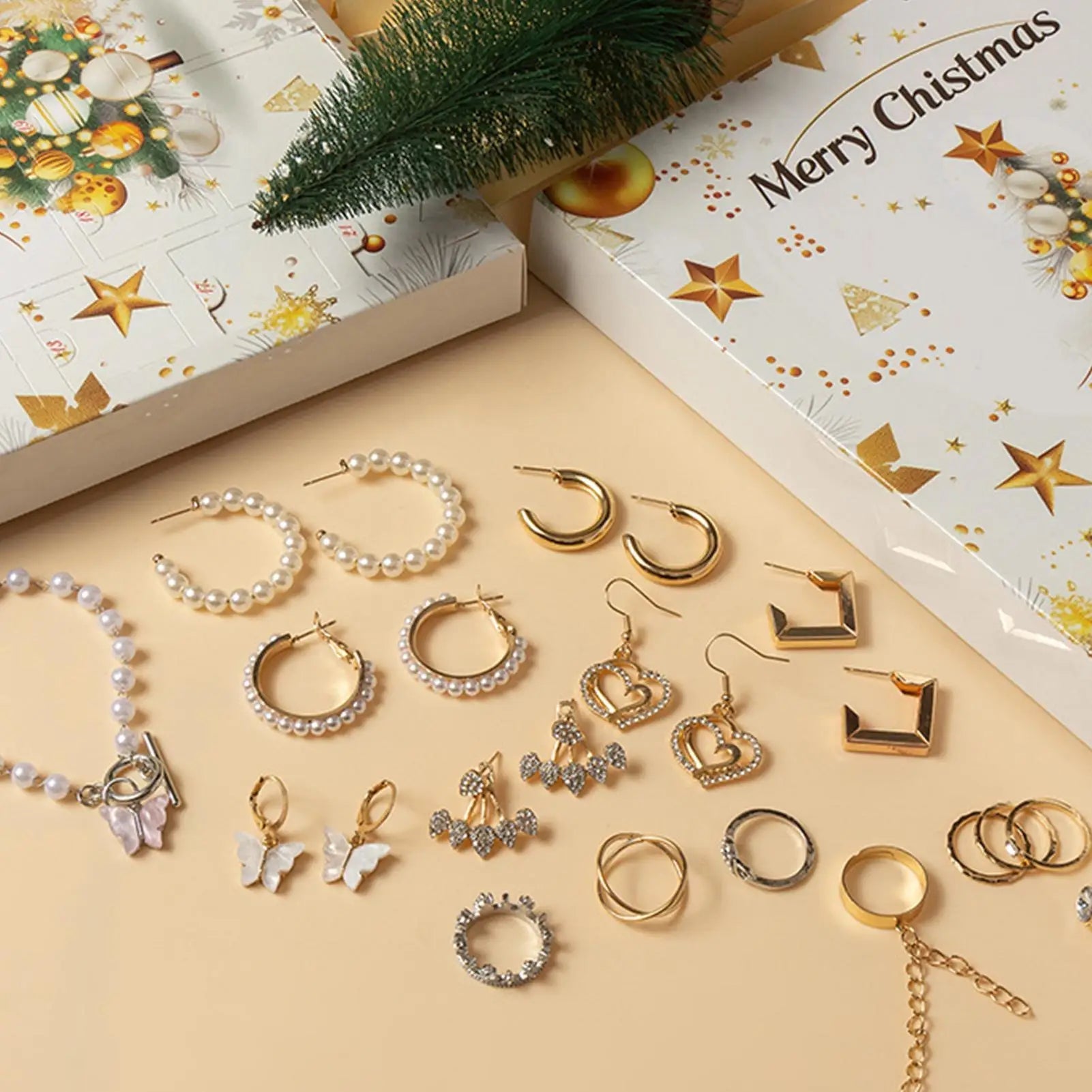Jewelry Advent Calendar 2025 24 Day Countdown To Christmas Calendar Trendy Jewelry Set For Adult Women Teen Girls Party Gifts Good Vibrations