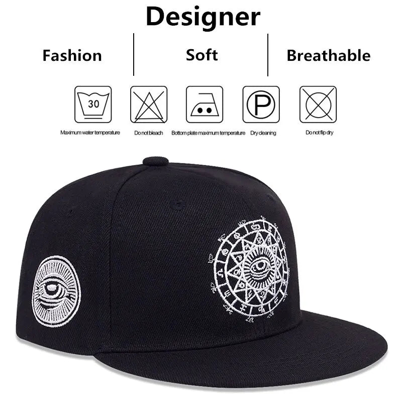 Unisex Eyes Letter Embroidery Hip-hop Hats Spring and Autumn Outdoor Adjustable Casual Baseball Caps Sunscreen Hat Good Vibrations