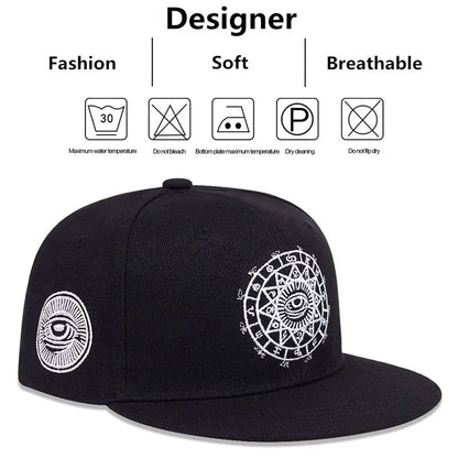 Unisex Eyes Letter Embroidery Hip-hop Hats Spring and Autumn Outdoor Adjustable Casual Baseball Caps Sunscreen Hat Good Vibrations