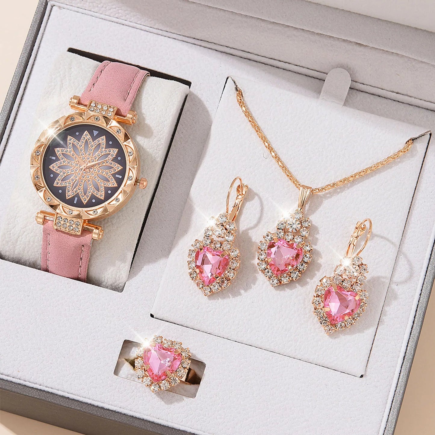 Watches Sets Gifts for Women Crystal Bling Wristwatch Jewelry Kit Gift for Mom Wife Girlfriend Good Vibrations Adult Super Store