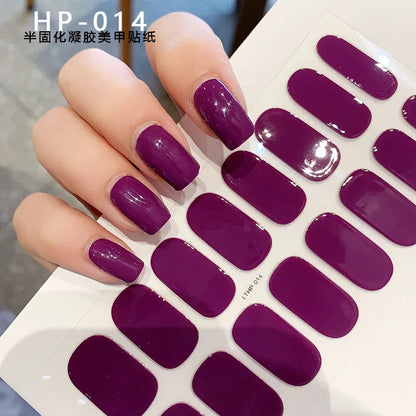 UV Semi-Cured Gel Nail Wraps Stickers Strips French Long Lasting Full Cover LED Gel Semi Cured Nail Sliders For Nail Extension & Good Vibrations