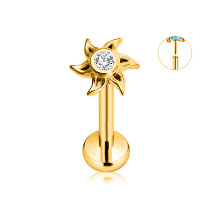 ASTM F136 G23 Titanium Flower Petals Star Heart Butterfly Threadless Piercing Pin Push in Labret Daith Conch Earring 16G 18G 20G Good Vibrations
