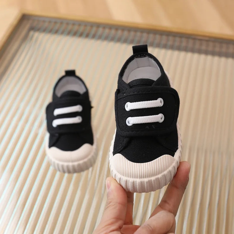 Children's Casual Shoes, Canvas Soft Sole Shoes Spring and Autumn Boys and Girls' Low Top Single Shoes Non-slip Prewalker Kids Good Vibrations