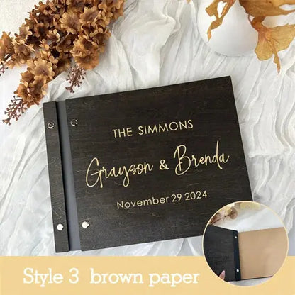 Personalized Guest Book Wedding Album Memory Wooden Adventure Rustic Unique Photo Album For Custom Name Marriage Wedding Gift Good Vibrations