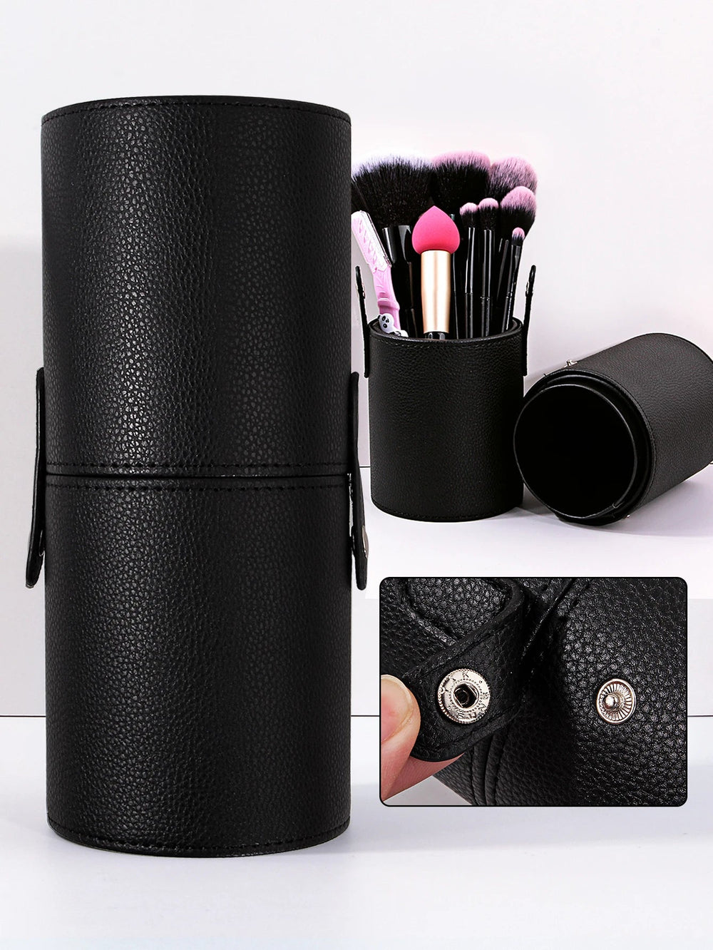 Makeup Brush Holder PU Leather Travel Empty Cosmetic Brushes Pen Bucket Makeup Artist Bag Brushes Organizer Make Up Tools Good Vibrations