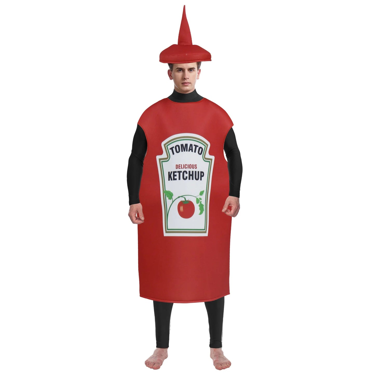 Festival Costumes Red Tomato Delicious Ketchup Costume Adult Boy Girl Funny Disguise Suit Yellow Halloween Cosplay Party Clothes Good Vibrations