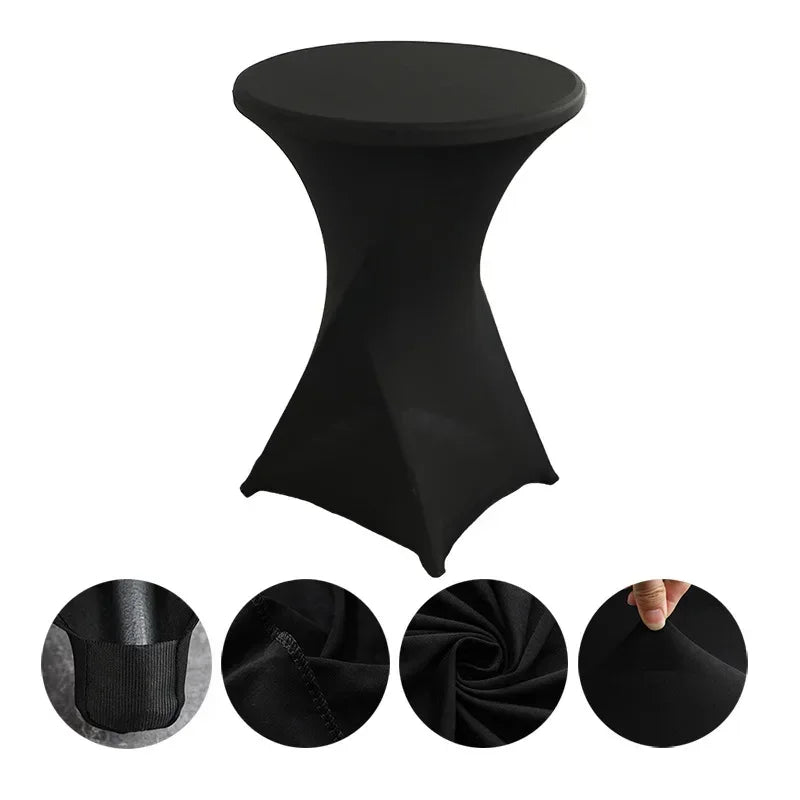 Wedding Birthday Party Decoration Cocktail Spandex Table Covers Round Cloth High Bar Banquet Hotel  Show Solid Colour Good Vibrations