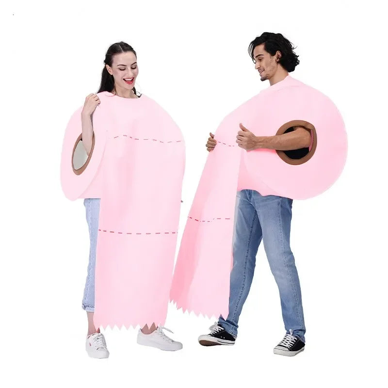 Cosplay Funny Couples Rolling Paper Clothing for Halloween Up Party Fancy Dress Tissue Toilet Performance Costumes Adults Good Vibrations