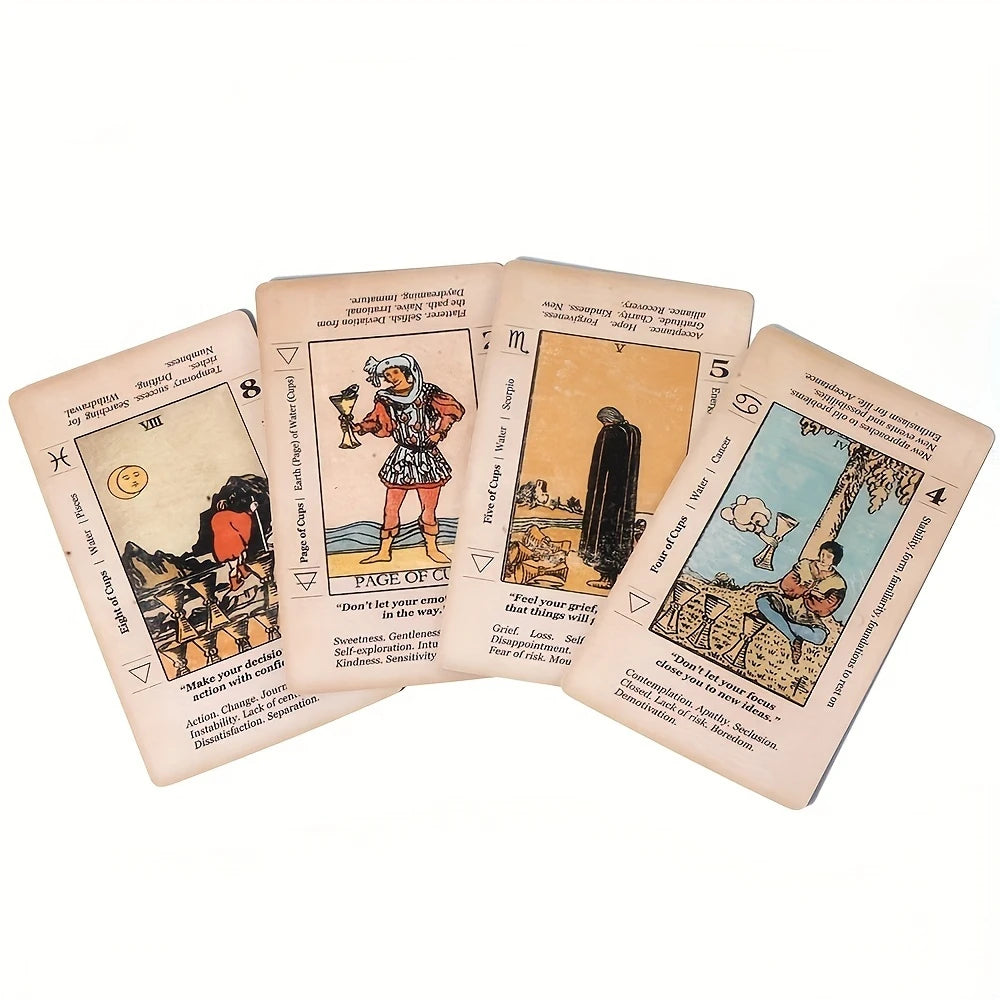 2026 Retro Tarot Cards Deck with Guidebook – Beginner Fortune Telling Divination Gift