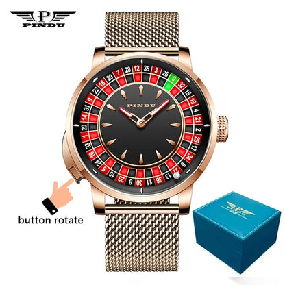 PINDU Design New NH35A Mechanical Watches Men Push Button Turn Russian Roulette Game Sapphire Mirror Diamond Dial Men's Watch Good Vibrations