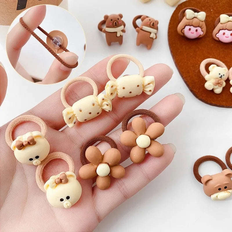 Kawaii Cartoon Baby Small Scrunchies Cute Children Girls Kids Elastic Hair Rubber Bands Accessories Tie Hair Ring Rope Headdress Good Vibrations