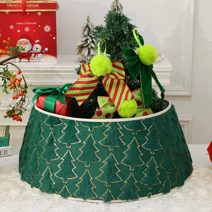 Christmas Tree Collar Red and Green Felt Decorations Tree Skirt Alternative Stereoscopic Tree Bottom Surrounder Party Display Good Vibrations