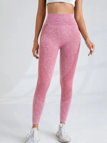 Women Seamless Gym High Waist Yoga Pants Hip Lifting Outdoor Sports Tight Waist Letter Sand Washed Pants Exercise Yoga Leggings Good Vibrations
