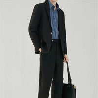 2 Piece Outfit Set Male Solid Color Youth Trends Costumes Ceremony Pants Full Men's Suits and Blazers Clothes Classic Elegant Good Vibrations