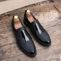 Fashionable Formal Men Shoes Lightweight Outdoor Loafers Thick Soled Wear-resistant Leather Shoes Black Gold andSilverSizes38-48 Good Vibrations