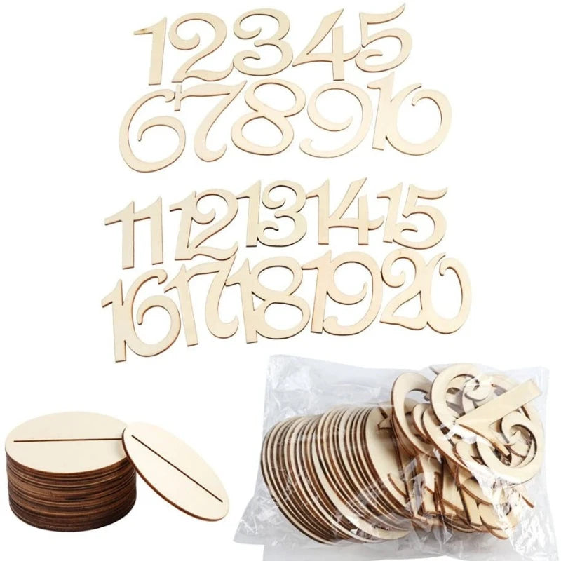 Wooden Table Number 1-20 Creative Digital Three-dimensional Card Wedding Party Decorative Small Ornament Seat Number Table Card Good Vibrations