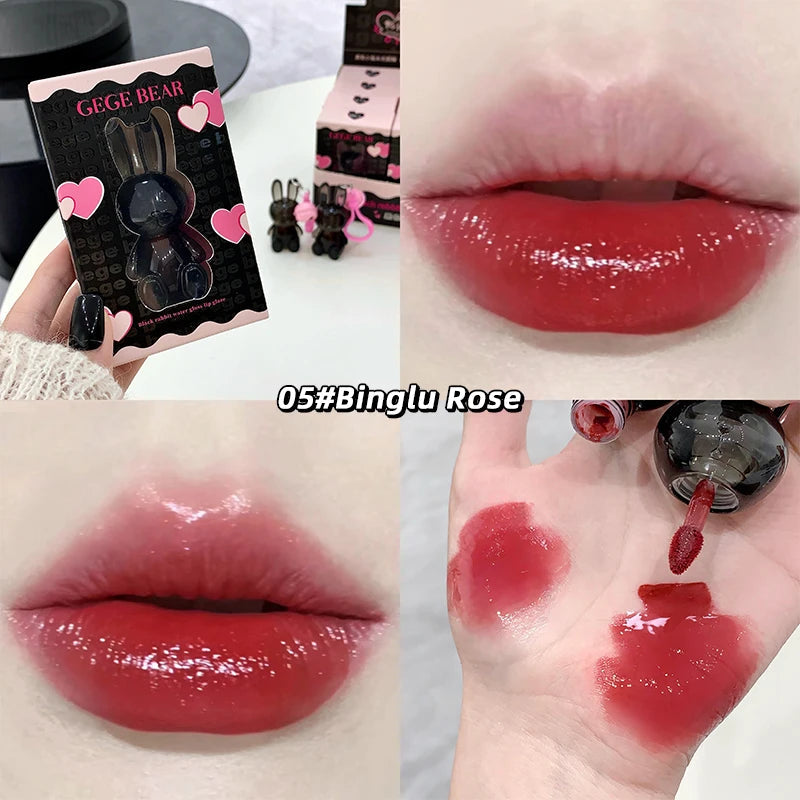 Gege Bear Pink Rabbit Velvet Matte Lip Cream Black Rabbit Water light lip glaze matte mirror pendant lipstick lip gloss Good Vibrations