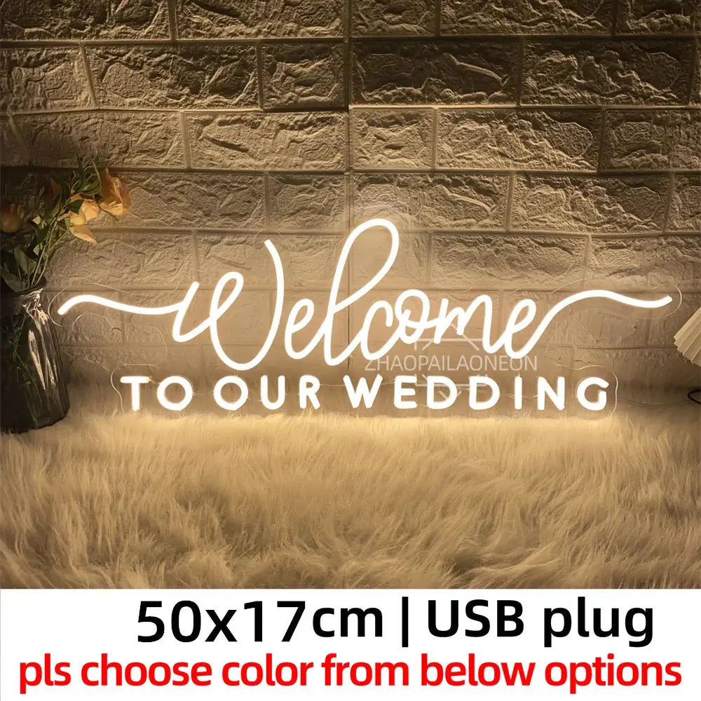 Welcome to our wedding Neon Led Sign Wall Hanging Wedding Party Room Decor Engaged Neon Lights USB Wedding Decoration Signs Good Vibrations