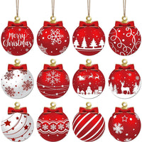 12pcs Sturdy And Durable Hangable Christmas Wooden Ornament Suitable For Decorating Christmas Trees Fireplaces And Doors Good Vibrations