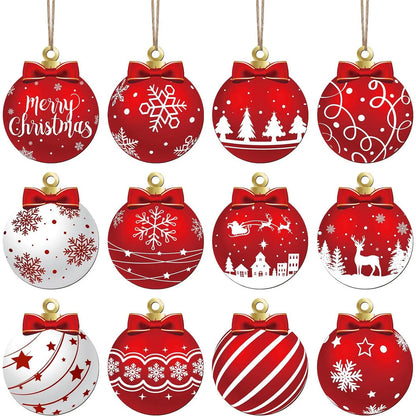 12pcs Sturdy And Durable Hangable Christmas Wooden Ornament Suitable For Decorating Christmas Trees Fireplaces And Doors Good Vibrations