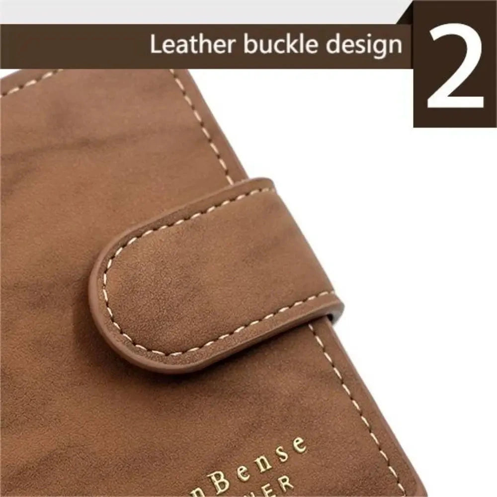 Fashion with Hasp Short Wallet PU Leather Multi Slot Coin Purse Large Capacity Money Bag Men Good Vibrations