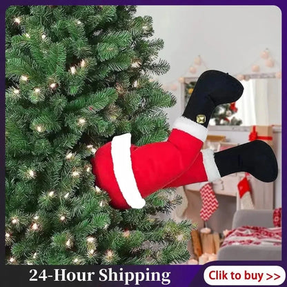Christmas Elf/Santa Legs Christmas Tree Decoration Stuffed Leg Stuck Xmas Tree Topper for Tree Ornaments Party Decorations Good Vibrations