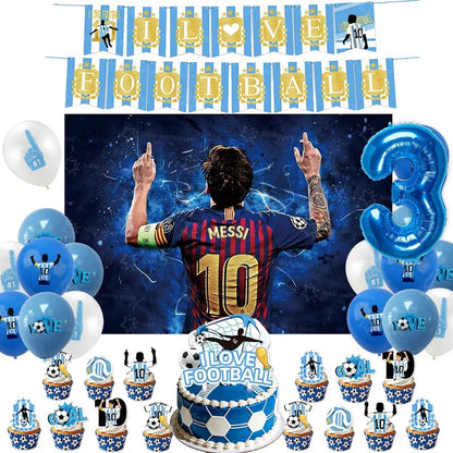 Soccer Party Supplies Superstar Messi Football Birthday Party Decoration Disposable Tableware Tablecloth Plates Cup Backdrop Good Vibrations