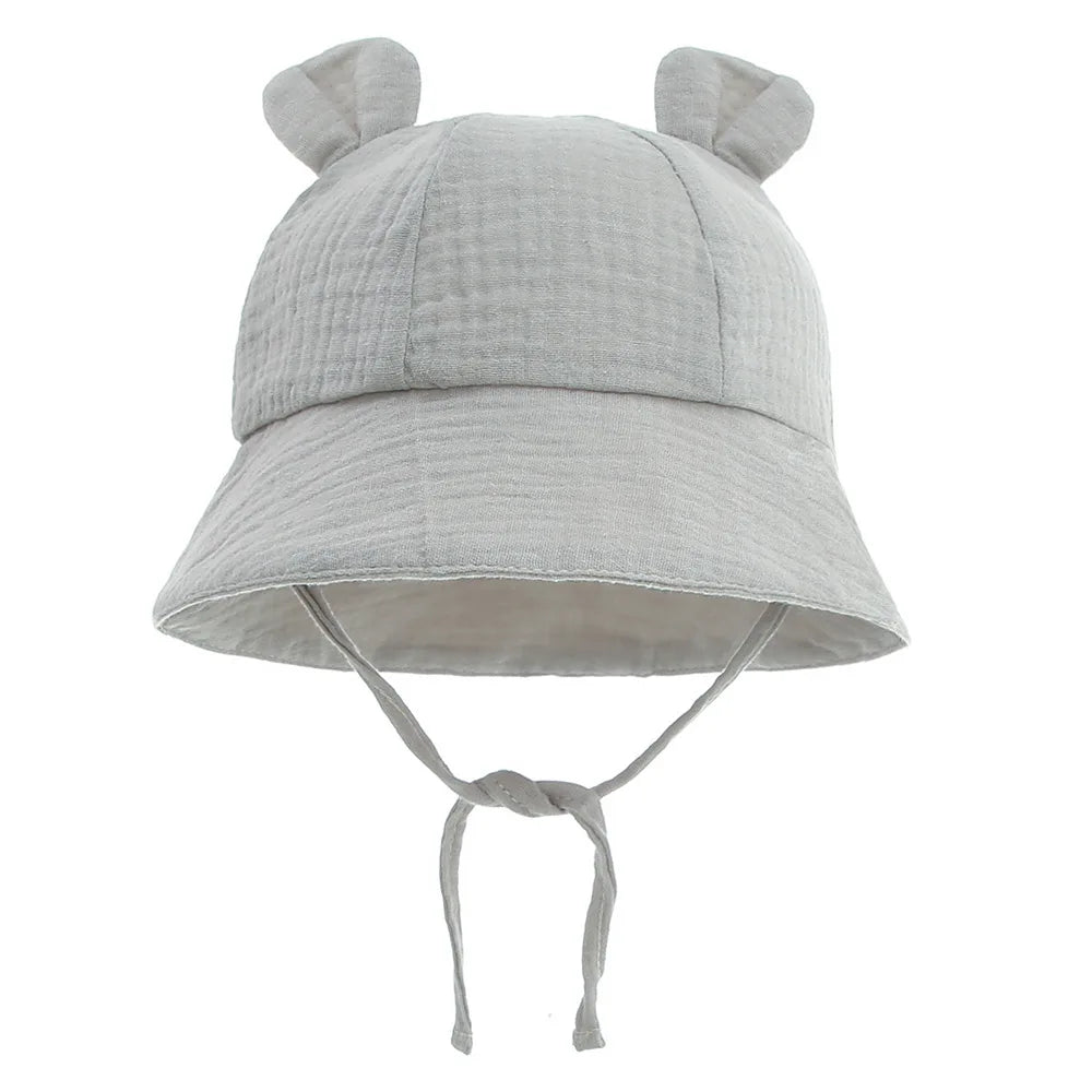 Hot Sell Soft Cotton Baby Bucket Hat Cute Ear Baby Girl Boys Hat Summer Autumn Kids Sun Panama Hat Outdoor Caps For 3-12 Months Good Vibrations
