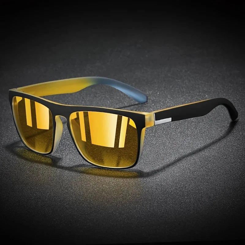 Sporty Square Fashion Glasses for Men and Women,Anti-Reflective PC LensesComposite Frame,Ideal for Cycling, Driving,Beach Travel Good Vibrations