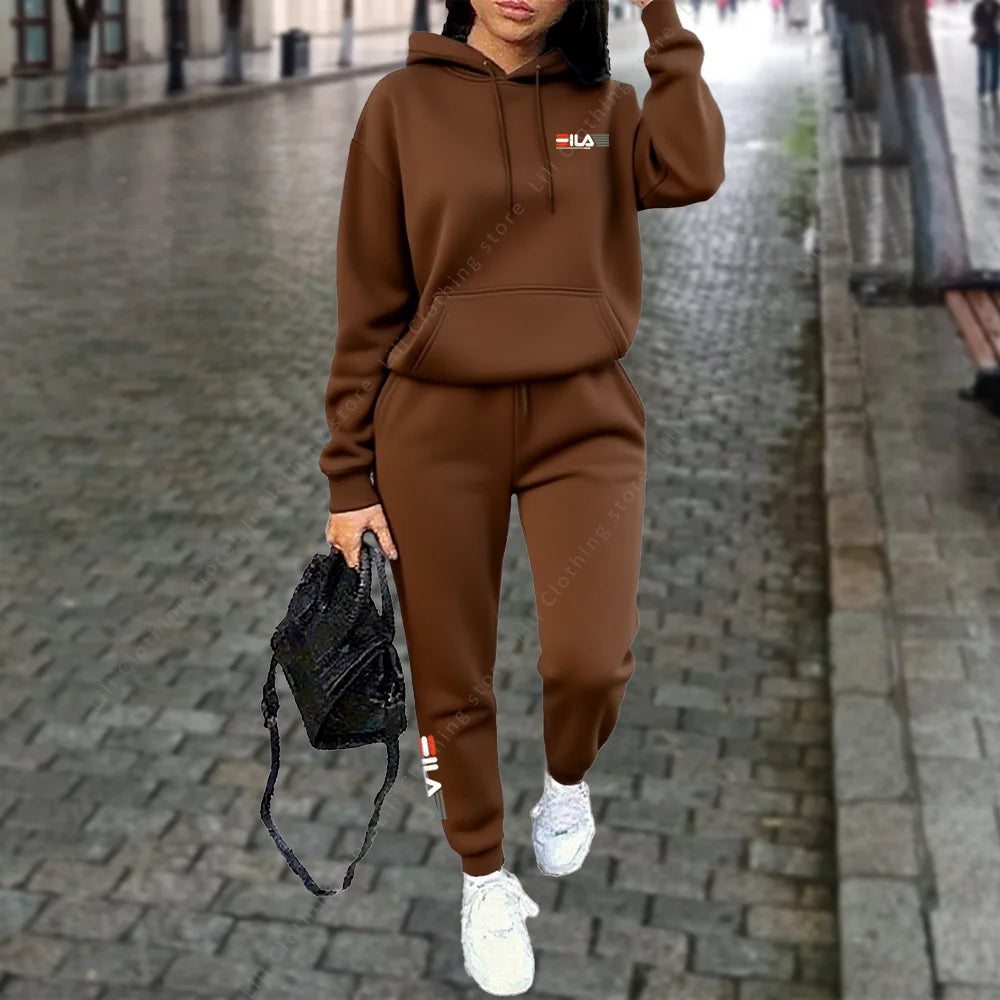 Women's Tracksuit Hoodies Trousers 2PCS Suit Winter Sports Jogging Outfits Fashion Street Designer Clothes for Women Pants Set Good Vibrations