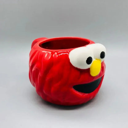 Cartoon Sesame Elmo Coffee Mug Fuuny Monster Cute Water Cup Kawaii Ceramic Milk Tea Mug Office Drinking Cup House Drinkware Good Vibrations