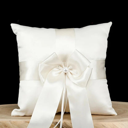 Flower Girl Basket Ring Bearer Pillow Set White Romantic Satin Bow Pearls Ring Pillow For Bride/Kid Wedding Ceremony Party Decor Good Vibrations