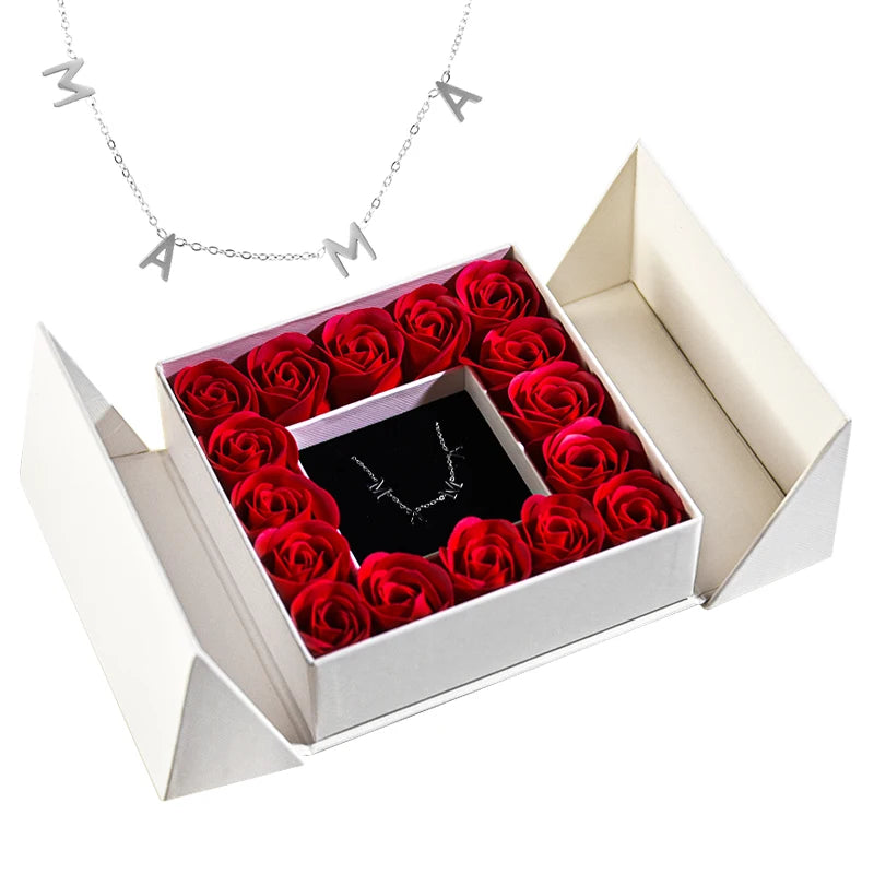 Gifts for Women Jewelry Pendant Necklace /w Soap Eternal Rose Gift Box Mother's Day Necklace Jewelry Wedding Anniversary Gifts Good Vibrations