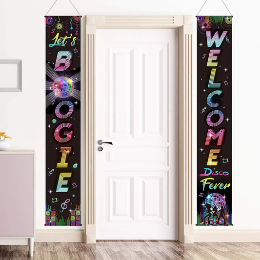 1970s Theme Party Retro Disco Porch Sign 70's Party Rock Boogie Wall Banner Birthday Decoration Good Vibrations