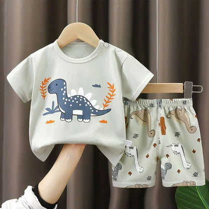 2PCS Children's Sets mother Kids Clothes Boys Girl T-shirt Shorts Summer Cotton Short sleeve Baby Children Clothing Toddler Suit Good Vibrations