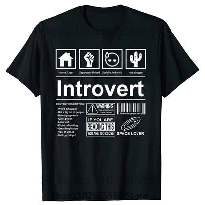 Introvert Logo T Shirt Funny Humor Introvers Joke T Shirts Summer Cotton Streetwear Humor Quotes Christmas Gifts T-shirt Good Vibrations