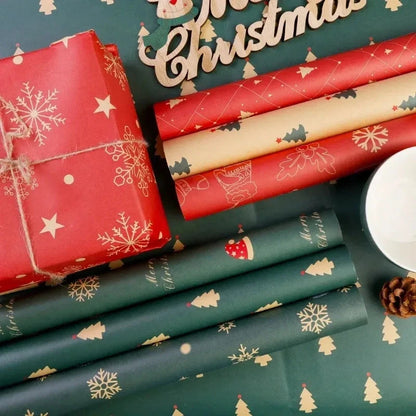 24/1Rolls Christmas Xmas Tree Santa Claus Snowflake Wrapping Paper DIY Craft Gifts Packaging Paper Party Home Decoration Good Vibrations