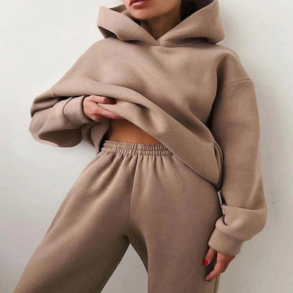 Women Two Piece Sets Tracksuit 2022 Autumn Casual Solid Long Sleeve Hoodie Sweatshirts Female Fashion Oversized Trouser Suits Good Vibrations