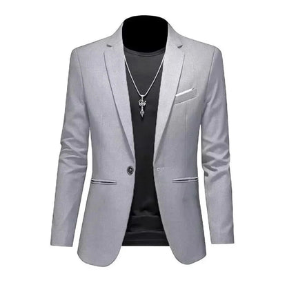 Men's Trendy Leisure Boutique Suit Jacket  Autumn Casual Business Slim Fit Non-ironing Single Button Suit Solid Formal Blouse Good Vibrations