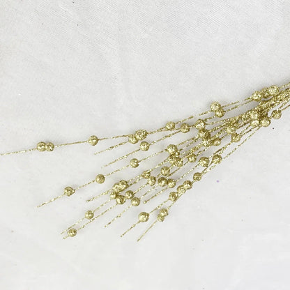 Christmas Tree Decoration, Fake Glitter Berry Leave, Dried Branch, Golden Powder, Flower Material, New Year Party, 1Pc, 12 Forks Good Vibrations