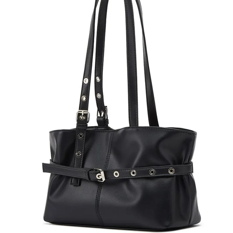 Women Shoulder Bag, Lazy Style New Versatile Large Capacity Fashion Single Shoulder Bag with Belt Decor for Commuter Good Vibrations