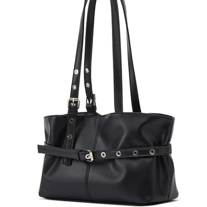 Women Shoulder Bag, Lazy Style New Versatile Large Capacity Fashion Single Shoulder Bag with Belt Decor for Commuter Good Vibrations
