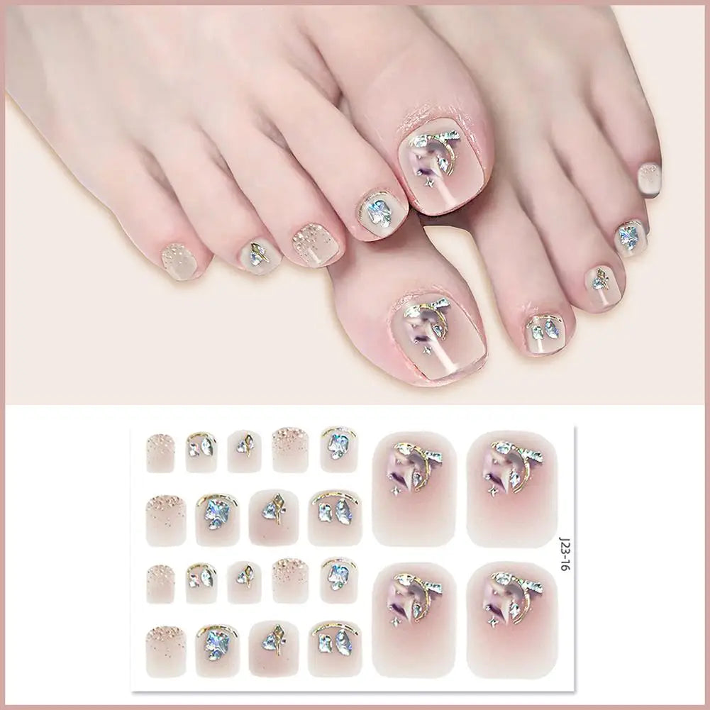 Nail Polish Film Toenail Stickers Solid Color Glitter Toe Nail Art Sticker DIY Waterproof Adhesive Nail Wraps Decals Decors Good Vibrations