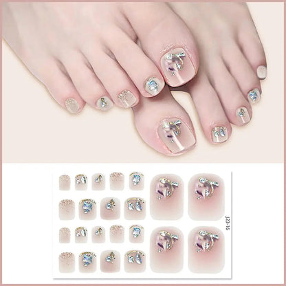 Nail Polish Film Toenail Stickers Solid Color Glitter Toe Nail Art Sticker DIY Waterproof Adhesive Nail Wraps Decals Decors Good Vibrations