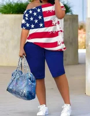 Short Sleeve T-shirts and Shorts Two Piece Sets Streetwear Printing Half Pants Suits for Female 2024 Spring and Summer New Good Vibrations