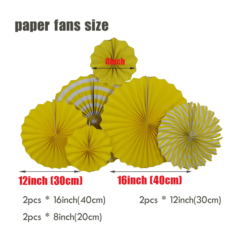 Kids Boy Girl 1st Birthday Party Favor Blue Pink Set Mixed Size Folding Paper Fans Wedding Ceremony Christmas Holiday Decor Good Vibrations