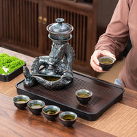 1 Set of Rotating Teapot, Ceramic Kiln Turns into Phoenix and Auspicious Teapot Set, Semi-Automatic Tea Set, Lazy Kung Fu Tea Set, All in One Coffee Drink Set, Novelty Tea Gift Good Vibrations