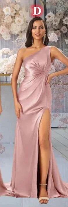 Rose Gold Bridesmaid Dreses Pleat Mermaid High Split Long Customized Spaghetti Straps Sheath Maid Of Honor Wedding Party Dress Good Vibrations