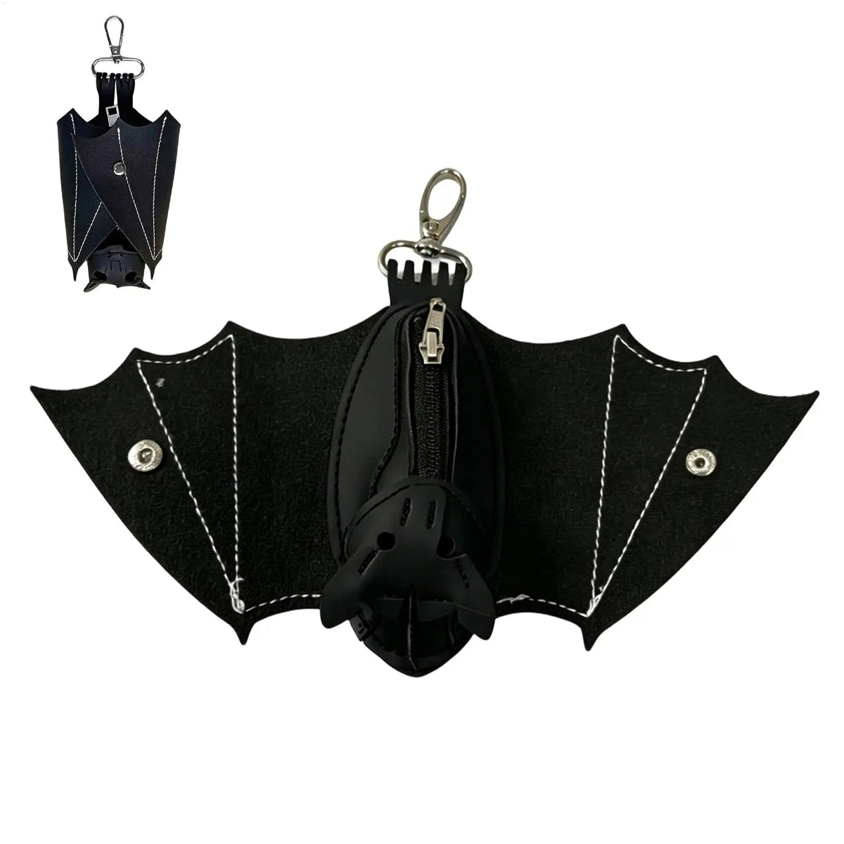 Coin Purse PU Leather Bat Gothic Bag Keychain Change Purse with Foldable Wings for Shopping Travel Work School Events Outdoor Good Vibrations